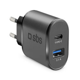 SBS - 10W adapter za punjenje USB, USB-C, crni