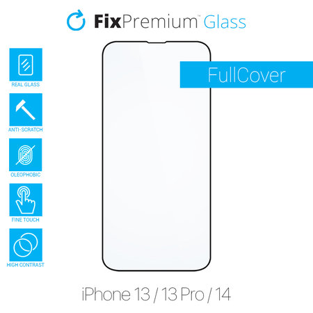 FixPremium FullCover Glass - Kaljeno staklo za iPhone 13, 13 Pro & 14