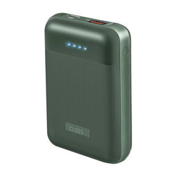 SBS - PowerBank 10.000 mAh, USB, USB-C PowerDelivery 20W, zelena