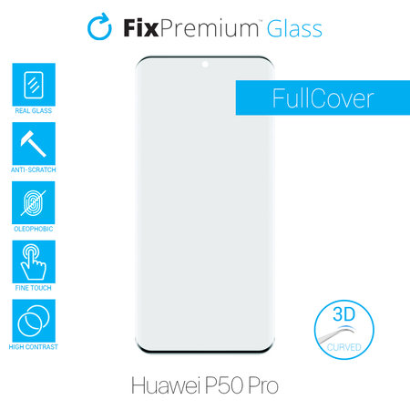 FixPremium FullCover Glass - 3D Kaljeno Steklo za Huawei P50 Pro