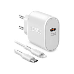 SBS - 20W adapter za punjenje USB-C PowerDelivery + kabel Lightning (1m), bijeli