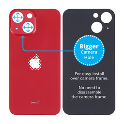 Apple iPhone 13 Mini - Stražnje staklo kućišta s većom rupom za kameru (crveno)