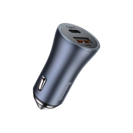 Baseus - Auto punjač USB, USB-C, 3A, sivi