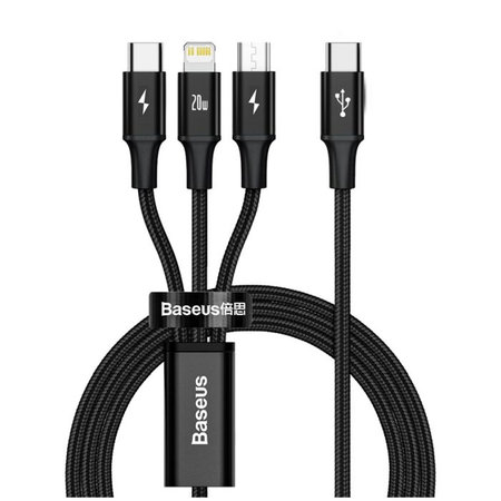Baseus - Kabel - USB-C 3u1 (USB-C, Lightning, Micro-USB) (1.5m), crni