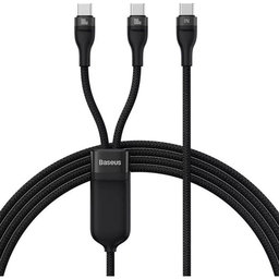 Baseus - USB-C / 2x USB-C Kabel (1,5 m), črna