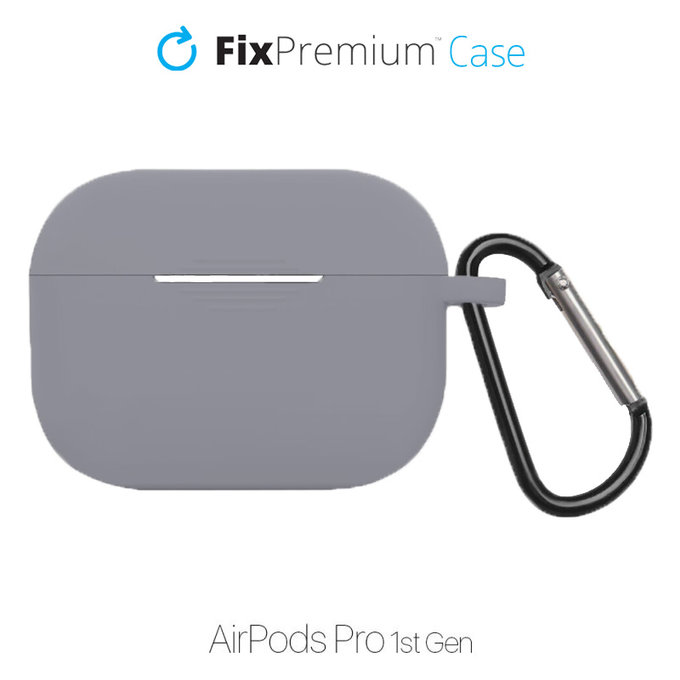 FixPremium - Silikonska Maska s karabinerom za AirPods Pro, space grey