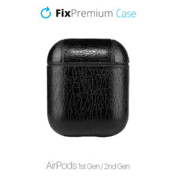 FixPremium - Torbica od umjetne kože za AirPods 1 i 2, crna