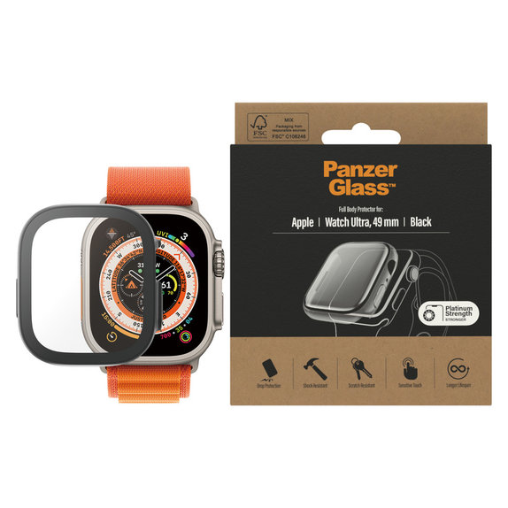 Kaljeno staklo Full Body AB za Apple Watch Ultra 2 49 mm, Crna, PanzerGlass
