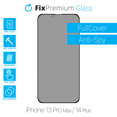 FixPremium Privacy Anti-Spy Glass - Kaljeno staklo za iPhone 13 Pro Max & 14 Plus