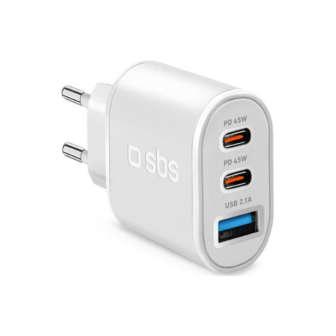 SBS - 45 W USB polnilec, 2x USB-C, PowerDelivery, bel