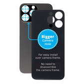 Apple iPhone 14 Pro Max - Stražnje staklo kućišta s većom rupom za kameru (Space Black)