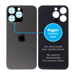 Apple iPhone 14 Pro Max - Stražnje staklo kućišta s većom rupom za kameru (Space Black)