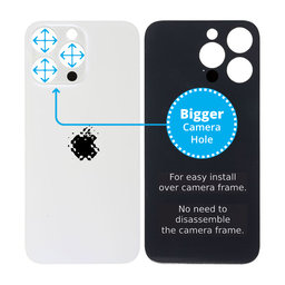 Apple iPhone 14 Pro Max - Stražnje staklo kućišta s većom rupom za kameru (srebrno)
