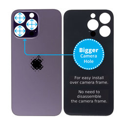 Apple iPhone 14 Pro Max - Stražnje staklo kućišta s većom rupom za kameru (tamnoljubičasto)