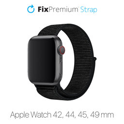 FixPremium - Najlonski remen za Apple Watch (42, 44, 45 & 49 mm), crni