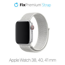 FixPremium - Najlonski pašček za Apple Watch (38, 40 in 41mm), bel