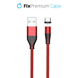FixPremium - USB-C / USB magnetski kabel (1m), crveni