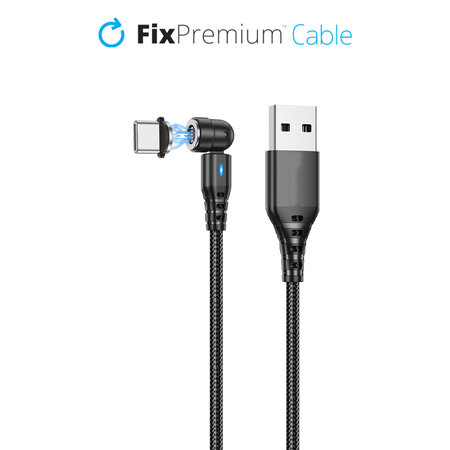 FixPremium - USB-C / USB magnetni kabel (1m), crni