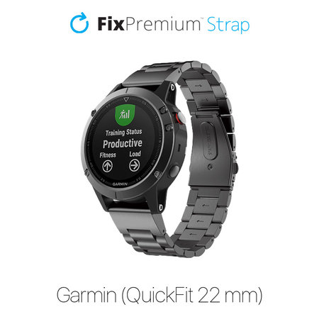 FixPremium - Remen od nehrđajućeg čelika za Garmin (QuickFit 22mm), crni