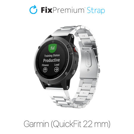 FixPremium - Trak iz nerjavečega jekla za Garmin (QuickFit 22mm), srebrn