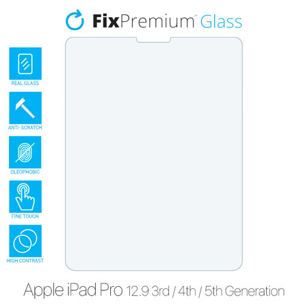 FixPremium Glass - Kaljeno staklo za Apple iPad Pro 12.9" (3. generacija 2018., 4. generacija 2020., 5. generacija 2021., 6. generacija 2022.)