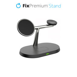 FixPremium - MagSafe stalak 3u1 za iPhone, Apple Watch & AirPods, crni