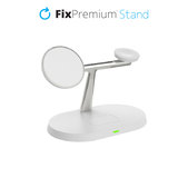 FixPremium - MagSafe stalak 3u1 za iPhone, Apple Watch & AirPods, bijeli