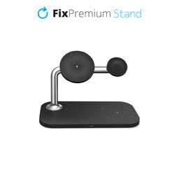 FixPremium - MagSafe stalak 3u1 za iPhone, Apple Watch & AirPods, crni
