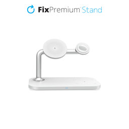 FixPremium - MagSafe stalak 3u1 za iPhone, Apple Watch & AirPods, bijeli