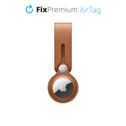 FixPremium - Kožni privjesak za ključeve za AirTag, smeđi