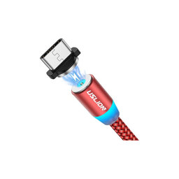 USLION - USB-C / USB magnetni kabel (1m), crveni