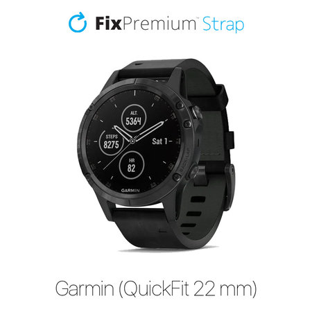 FixPremium - Kožni remen za Garmin (QuickFit 22mm), crni