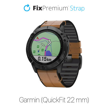 FixPremium - Kožna narukvica za Garmin (QuickFit 22mm), svijetlo smeđa