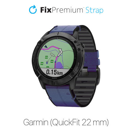 FixPremium - Kožni remen za Garmin (QuickFit 22mm), plavi