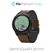 FixPremium - Kožni remen za Garmin (QuickFit 26mm), smeđi