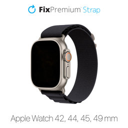 FixPremium - Alpine Loop pašček za Apple Watch (42, 44, 45 in 49mm), črn