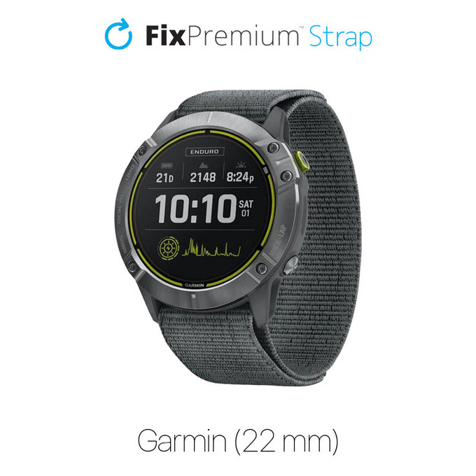 FixPremium - Najlonski remen za Garmin (22 mm), sivi