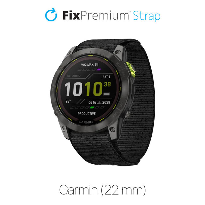 FixPremium - Najlonski remen za Garmin (22mm), crni