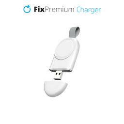 FixPremium - Prijenosni USB punjač za Apple Watch, bijeli