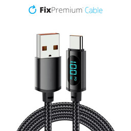 FixPremium - USB-C / USB kabel s funkcijom napajanja (1 m), crni