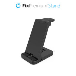 FixPremium - Sklopivi 3u1 stalak za iPhone, Apple Watch & AirPods, crni