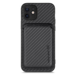 FixPremium - Carbon ovitek z MagSafe Wallet za iPhone 12 mini, črn