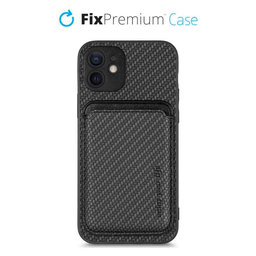 FixPremium - Maska Carbon s MagSafe Wallet za iPhone 12 mini, crna