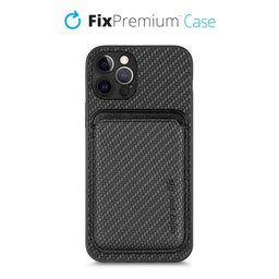 FixPremium - Maska Carbon s MagSafe Wallet za iPhone 12 Pro Max, crna