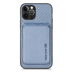 FixPremium - Maska Carbon s MagSafe Wallet za iPhone 12 Pro Max, plava
