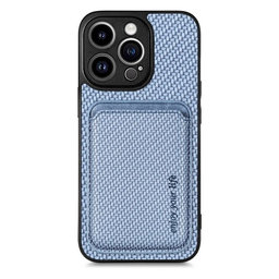 FixPremium - Maska Carbon s MagSafe Wallet za iPhone 13 Pro Max, plava