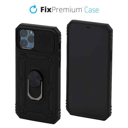 FixPremium - Maska CamShield za iPhone 12 & 12 Pro, crna