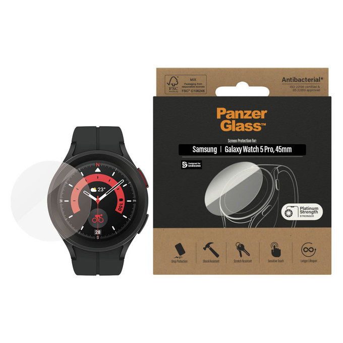 Kaljeno staklo Flat Glass AB za Samsung Galaxy Watch 5 Pro 45 mm, Prozirna, PanzerGlass