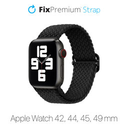 FixPremium - Strap Solo Loop za Apple Watch (42, 44, 45 & 49 mm), crna