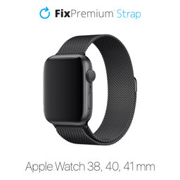 FixPremium - Remen Milanese Loop za Apple Watch (38, 40 & 41 mm), crni